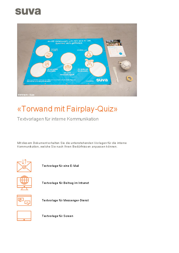 «Torwand mit Fairplay-Quiz»: Textvorlagen für interne Kommunikation