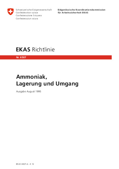 Ammoniak - Lagern und Umgang (EKAS)