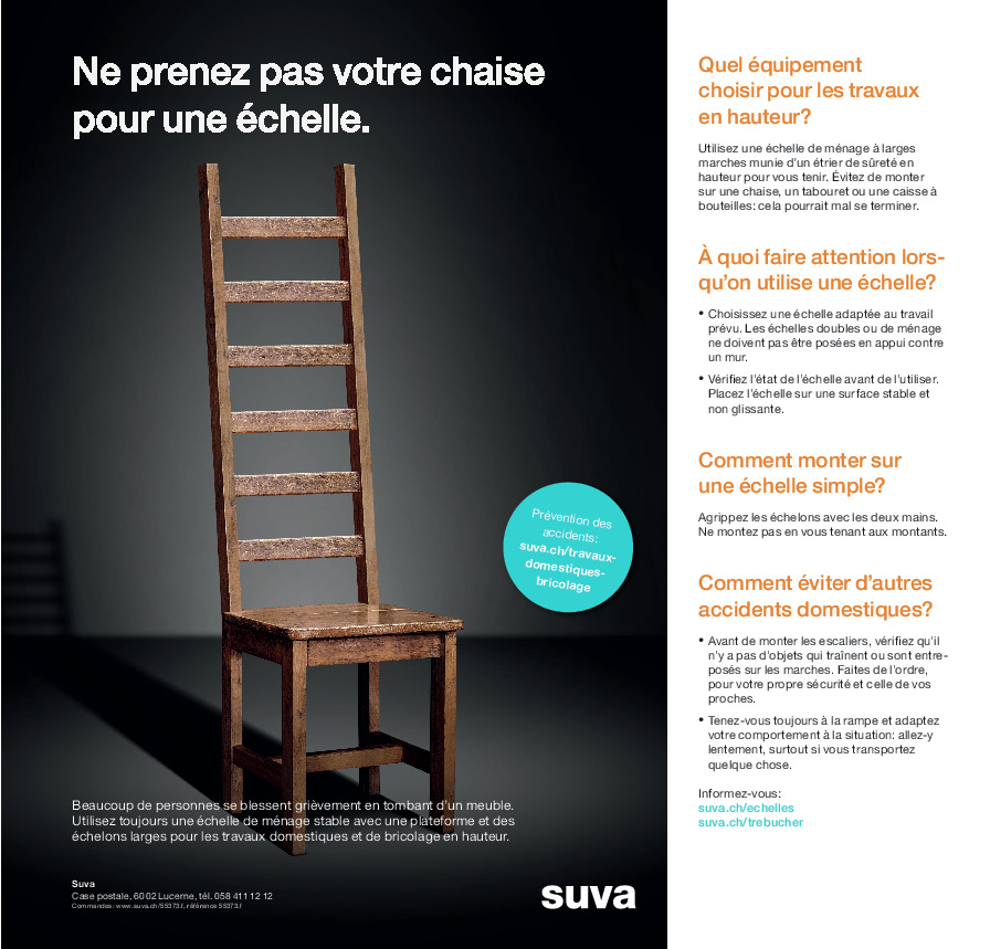 Affiche: Une chaise ne remplacera jamais une échelle