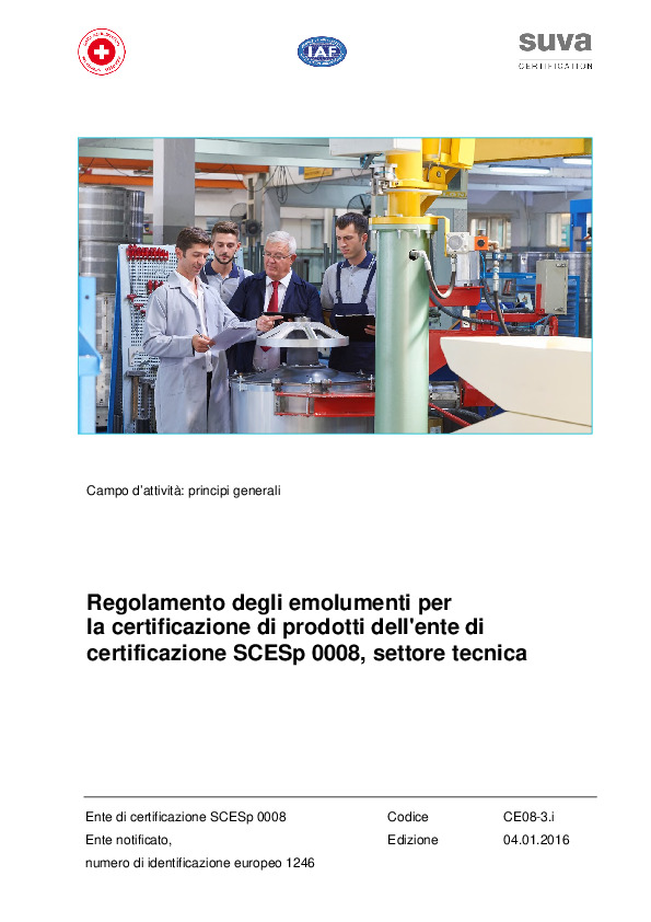 Emolumenti certificazione prodotti settore tecnica