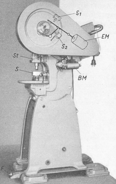 Dispositivo di protezione delle dita per pressa a pedale, 1954