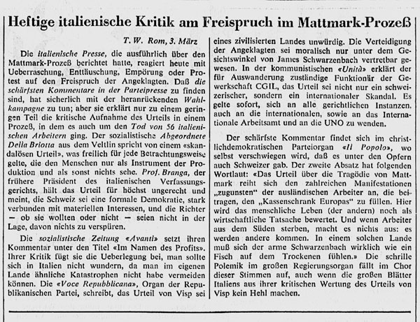 Neue Zürcher Zeitung, 5 marzo 1972, pagina 2