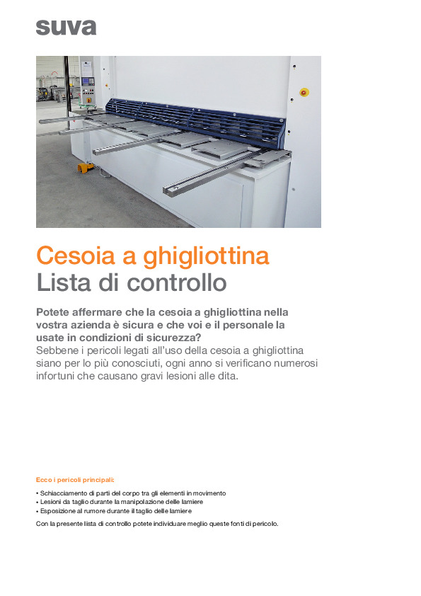 Lista di controllo: cesoia a ghigliottina