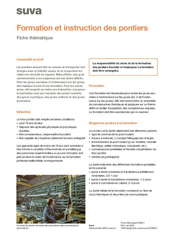 Formation de conduite de ponts roulants