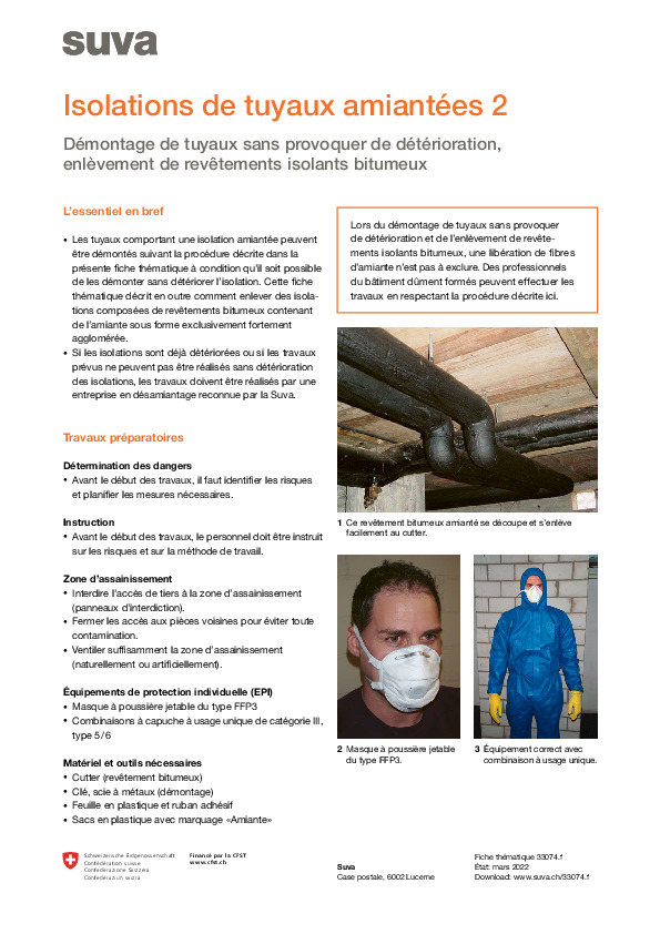 Factsheet 2: démontage d’isolations de tuyaux contenant de l’amiante