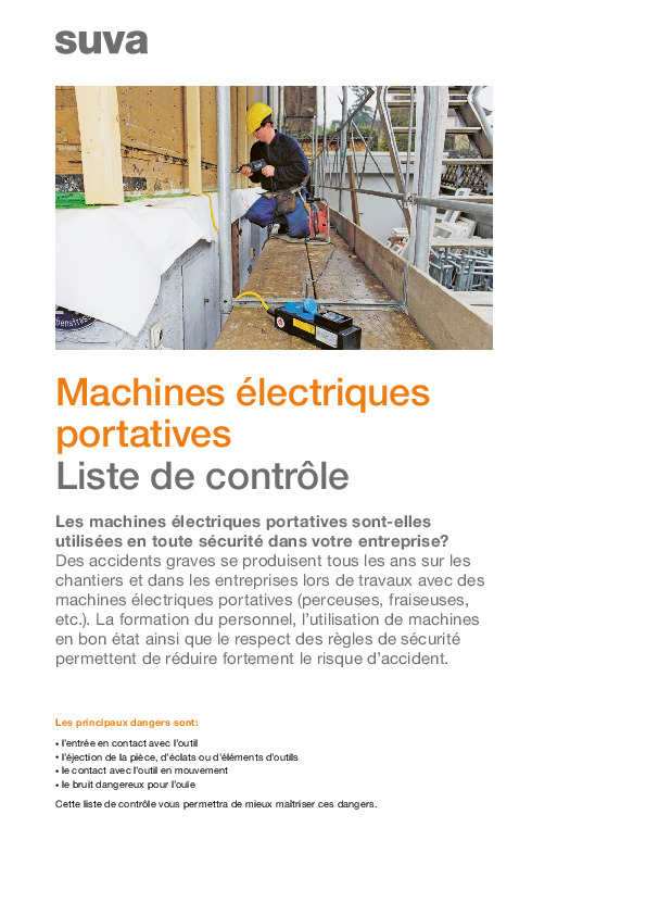 Liste de contrôle Machines électriques: réduire le risque d’accidents