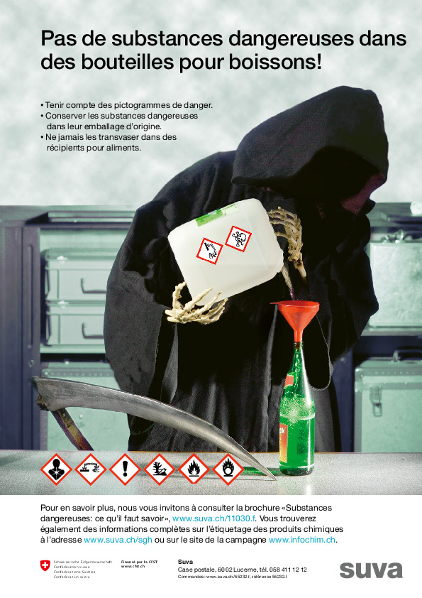 Gardez les substances dangereuses dans leur emballage