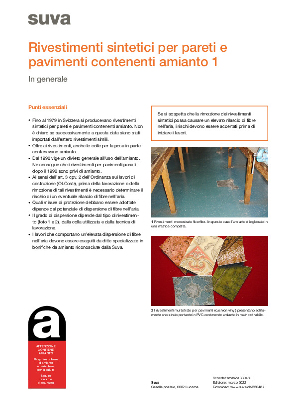 Panoramica: rivestimenti per pareti e pavimenti contenenti amianto