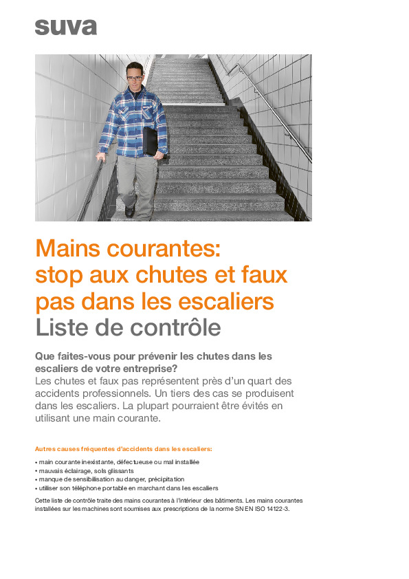 Liste de contrôle Main courante – Stop aux chutes dans les escaliers