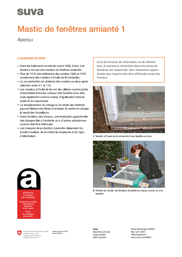 Technique de retrait du mastic de fenêtres amianté