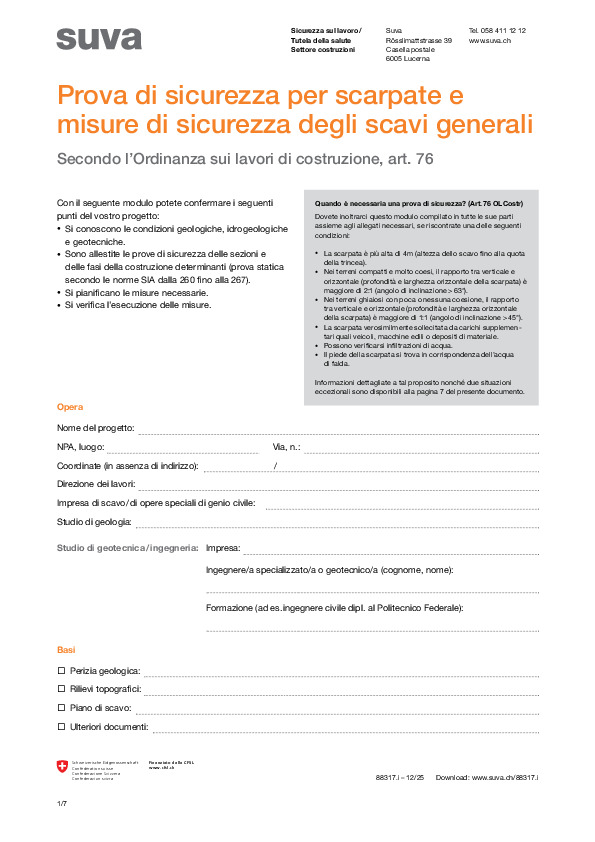 Modulo: certificato di stabilità del terreno