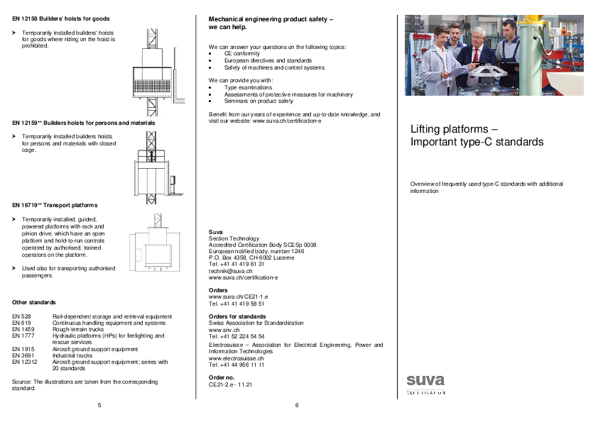 Lifting platforms – Important type-C standards