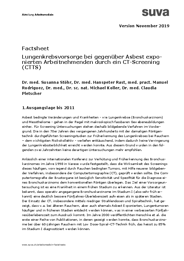 Lungenkrebs durch Asbest