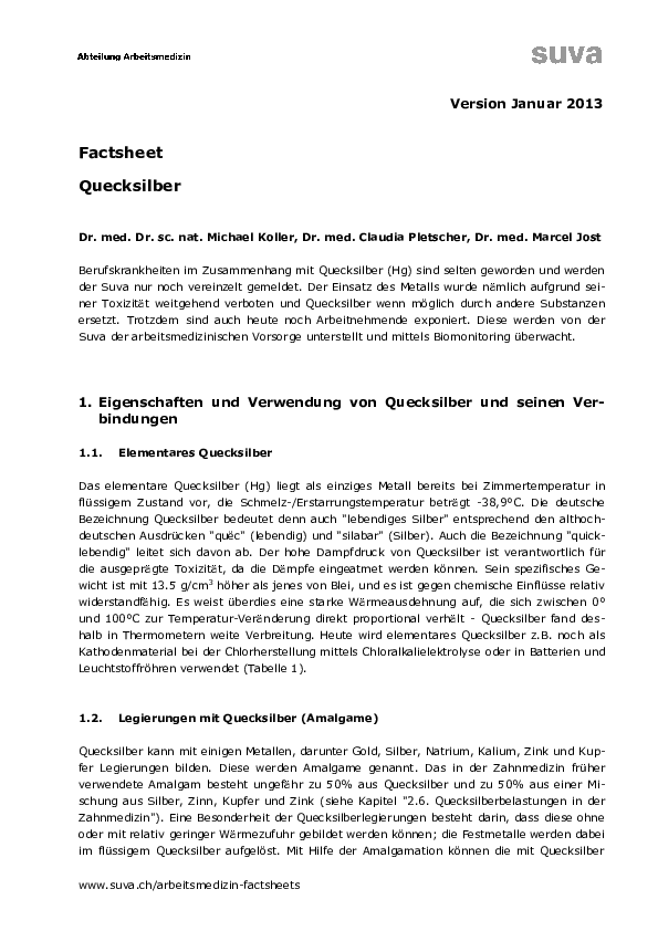 Quecksilber-Exposition: Infos aus der Arbeitsmedizin