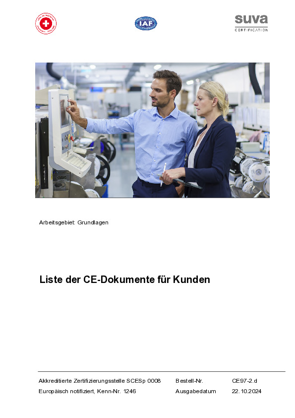 CE-Kennzeichnung: Liste der Dokumente für Kunden