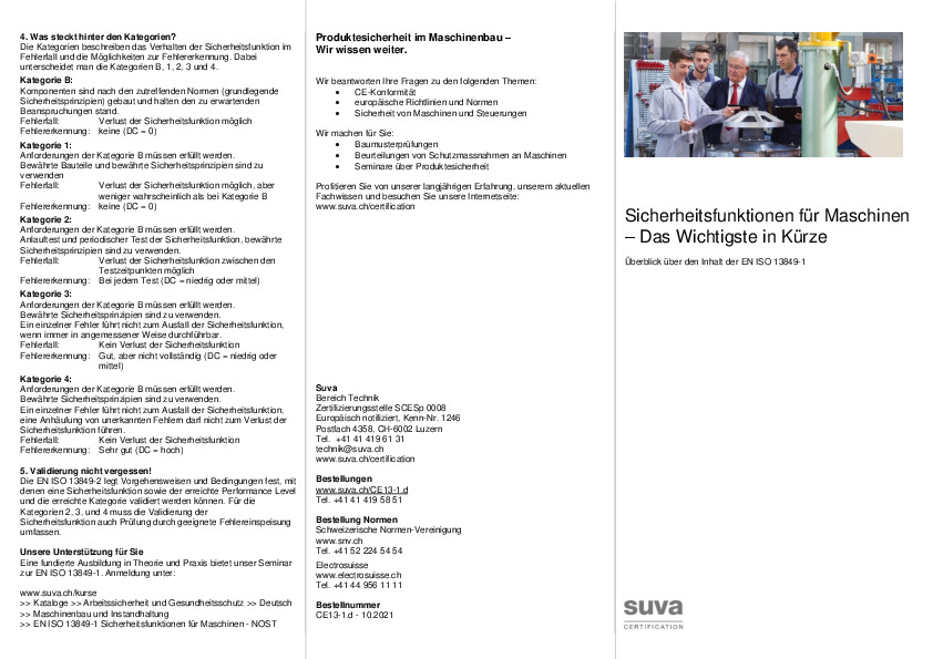 EN ISO 13849-1: Sicherheitsfunktionen für Maschinen