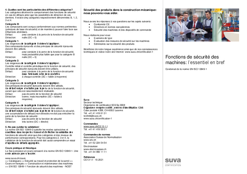 EN ISO 13849-1: Fonctions de sécurité des machines