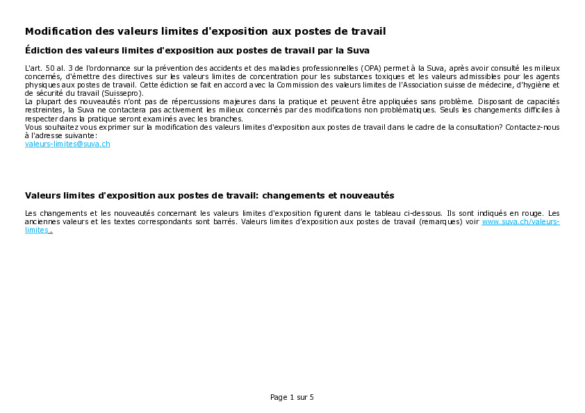 Modification des seuils d’exposition au travail 2026