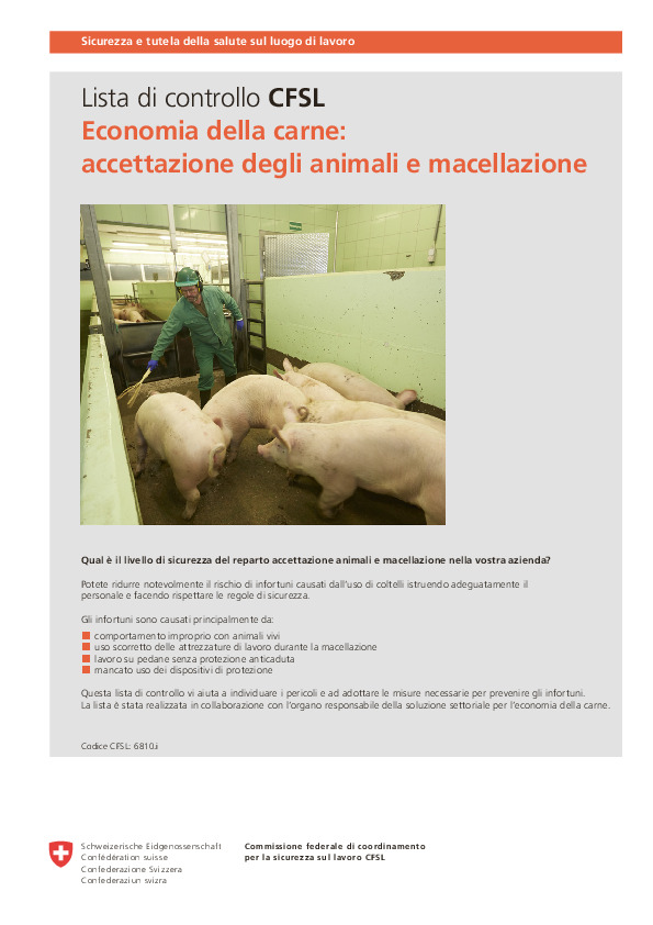 Lista di controllo CFSL Economia della carne: accettazione degli animali