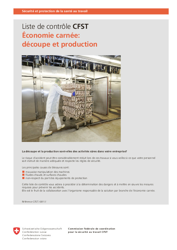 Liste de contrôle CFST – Économie carnée: découpe
