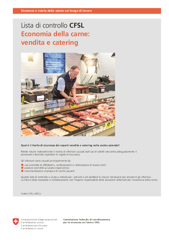 Lista di controllo CFSL Economia della carne: vendita e catering