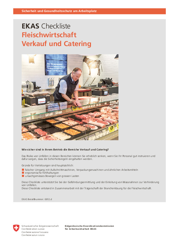 EKAS-Checkliste Fleischwirtschaft: Verkauf und Catering