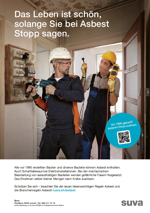 Plakat: Sagen Sie bei Asbestverdacht Stopp