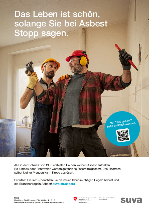 Plakat: Bei Asbestverdacht Stopp sagen