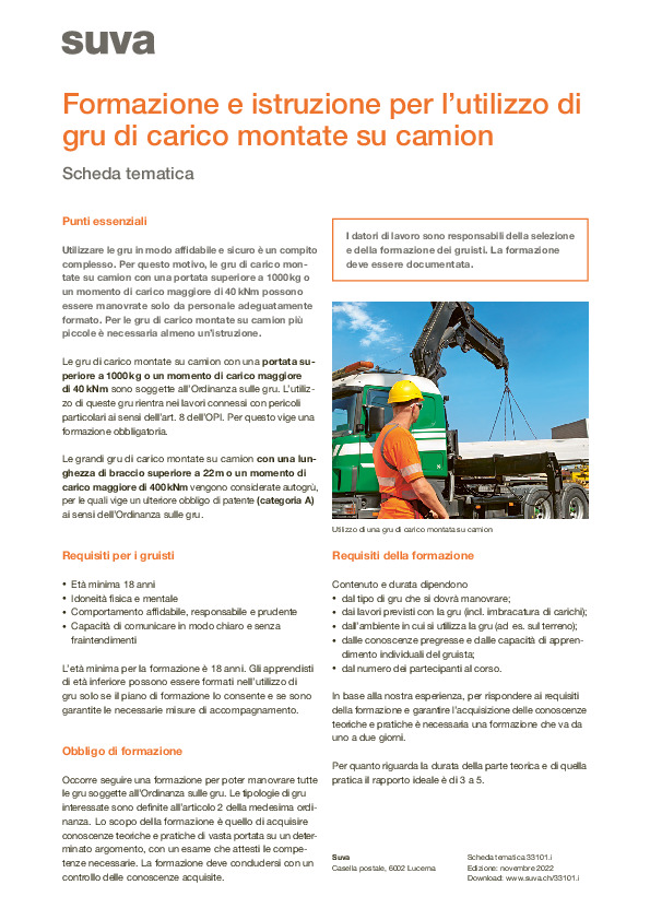 Gru su camion: formazione obbligatoria, istruzione