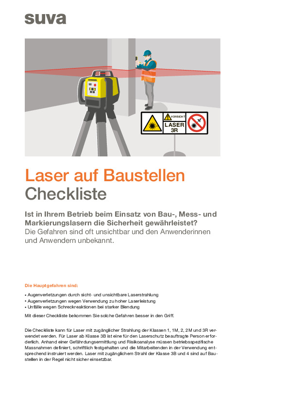 Checkliste Laser auf Baustellen