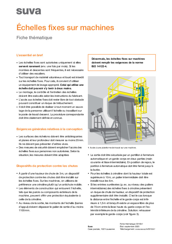 Sécurité de l’accès aux machines avec les échelles