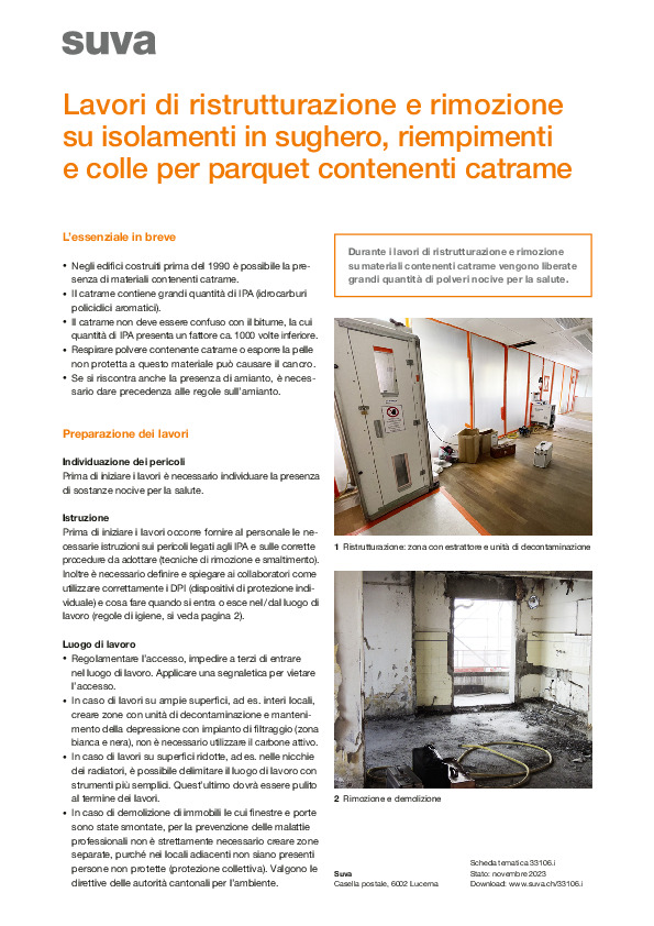 Lavori di ristrutturazione e smantellamento su materiali contenenti catrame