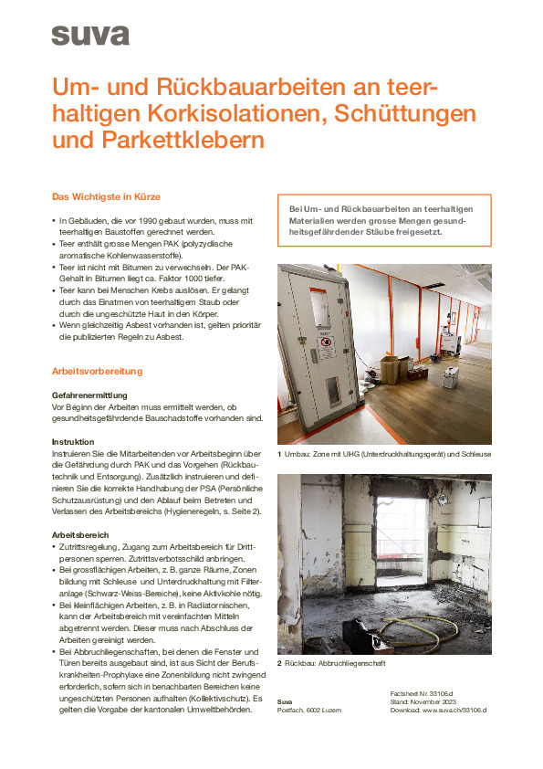 Um- und Rückbauarbeiten an teerhaltigen Materialien