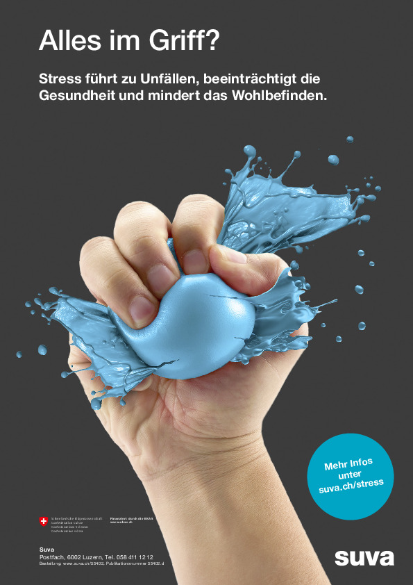 Kleinplakat zum Schutz vor stressbedingten Unfällen