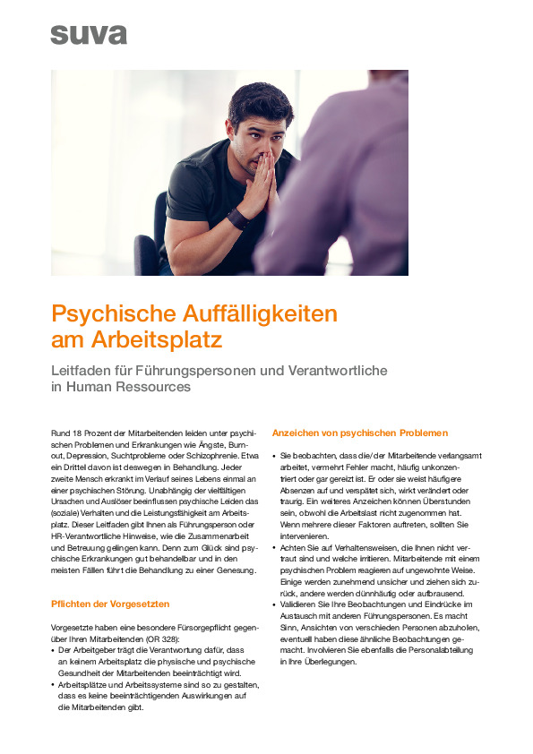 Psychische Auffälligkeiten am Arbeitsplatz