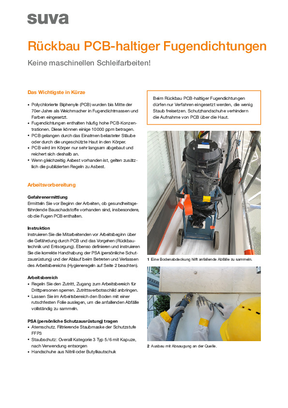 Rückbau PCB-haltiger Fugendichtungen
