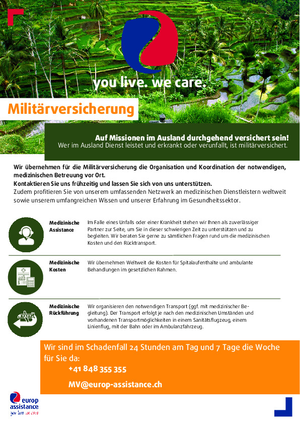 Militärversicherung: Krankheit oder Unfall im Ausland