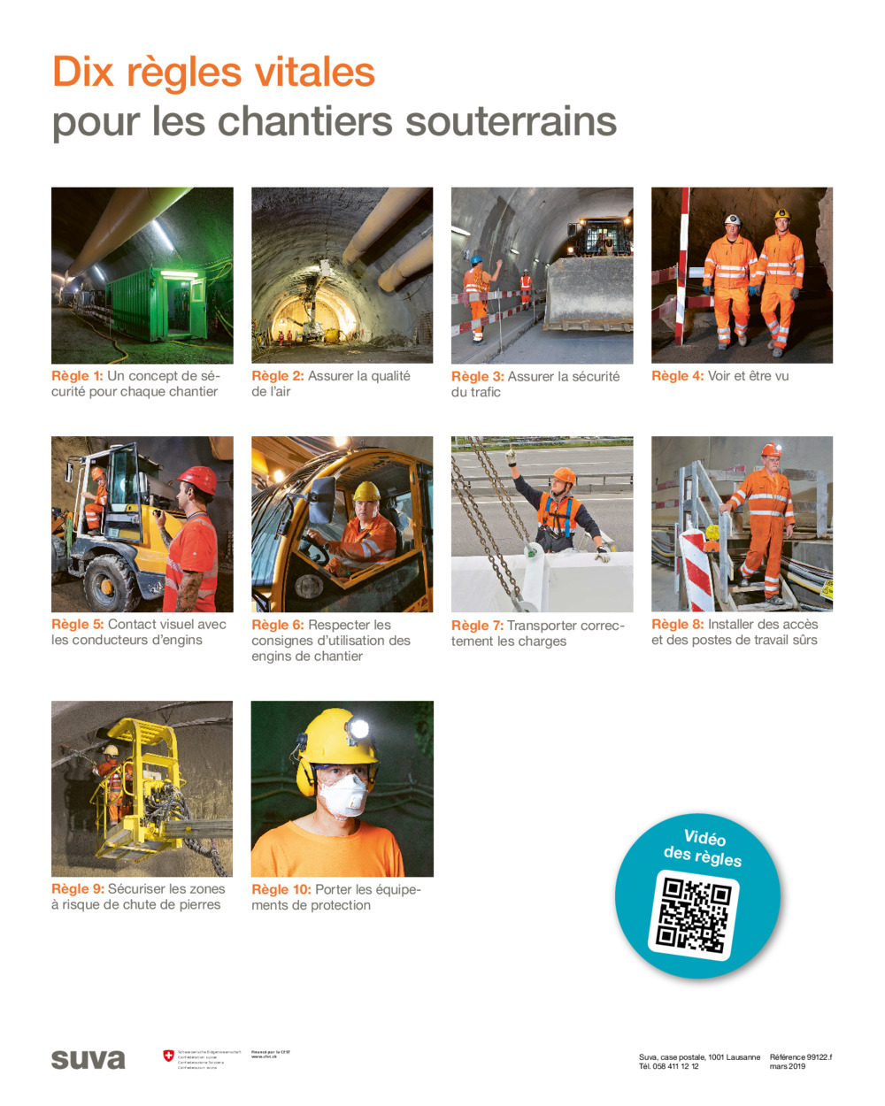 Dix règles vitales pour les travaux souterrains. Affiche magnétique