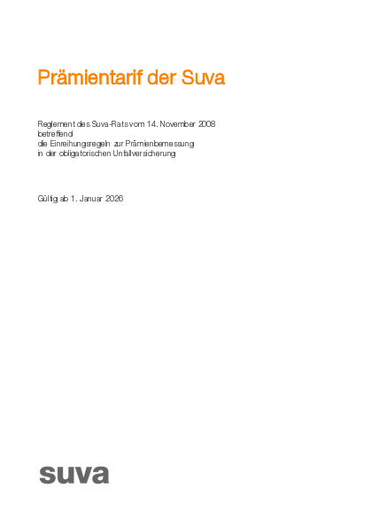 Prämientarif der Suva 2026
