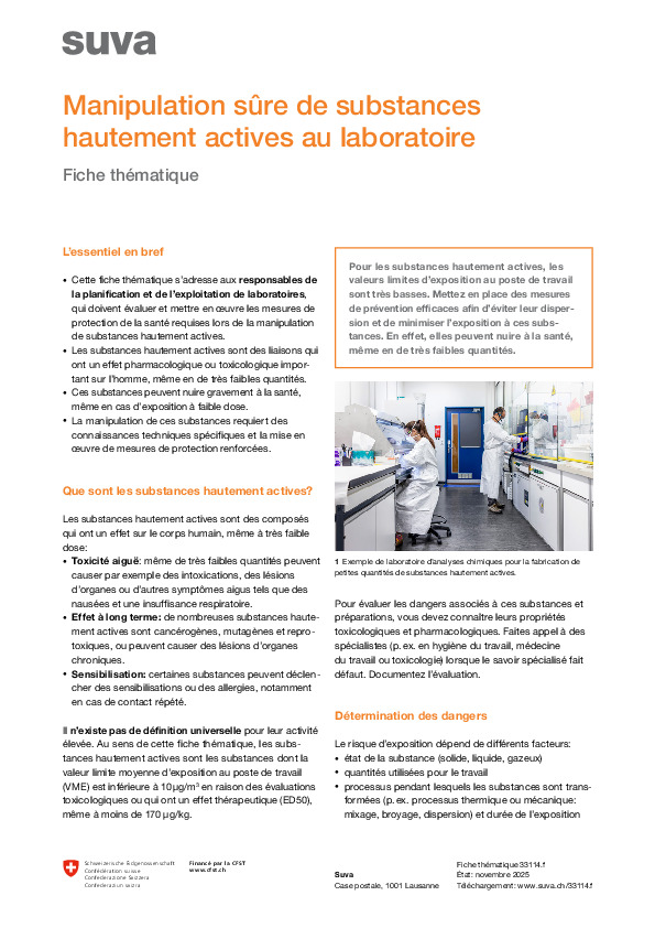 Manipulation sûre de matières de haute activité au labo