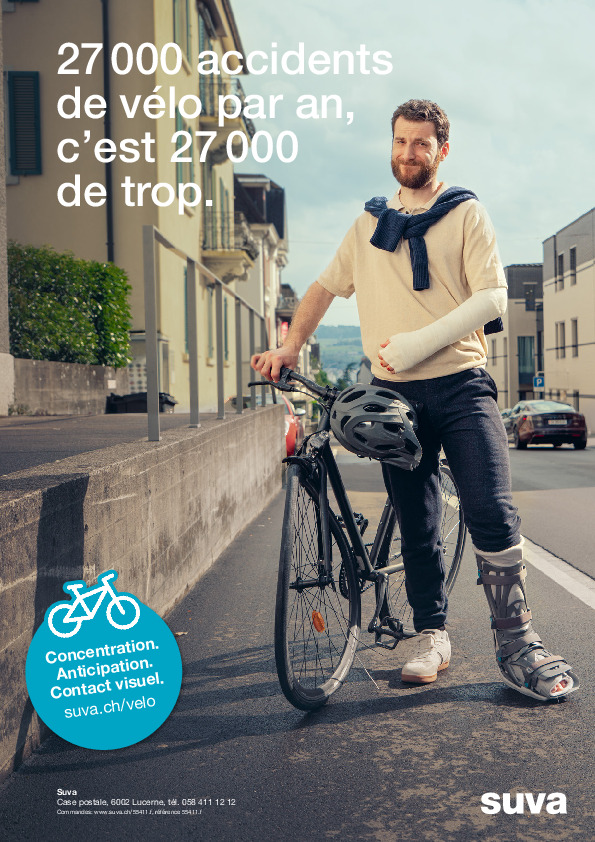 Affichette vélo: «27 000 accidents de vélo par an»