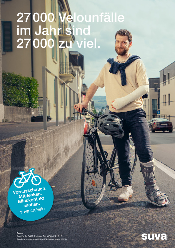 Kleinplakat Velo: «27 000 Velounfälle im Jahr»