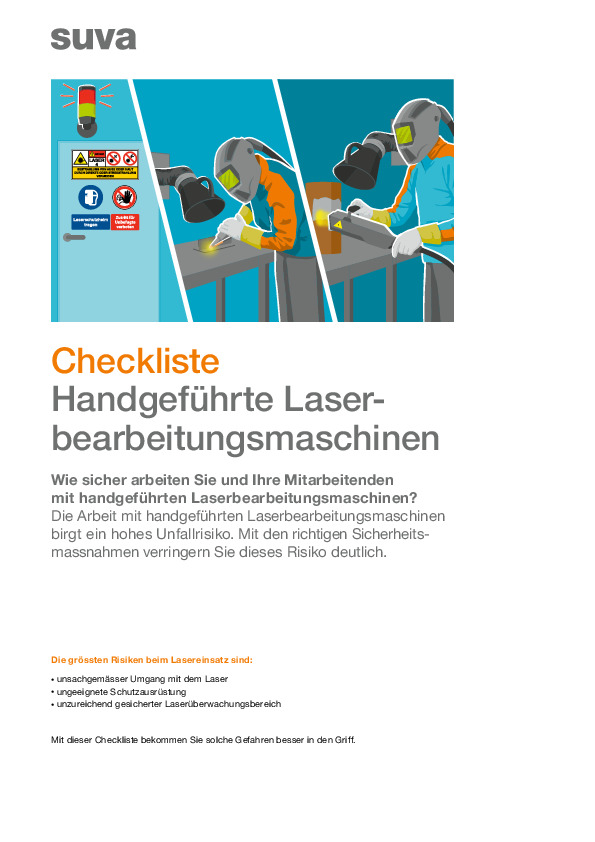 Checkliste: Handgeführte Laserbearbeitungsmaschinen