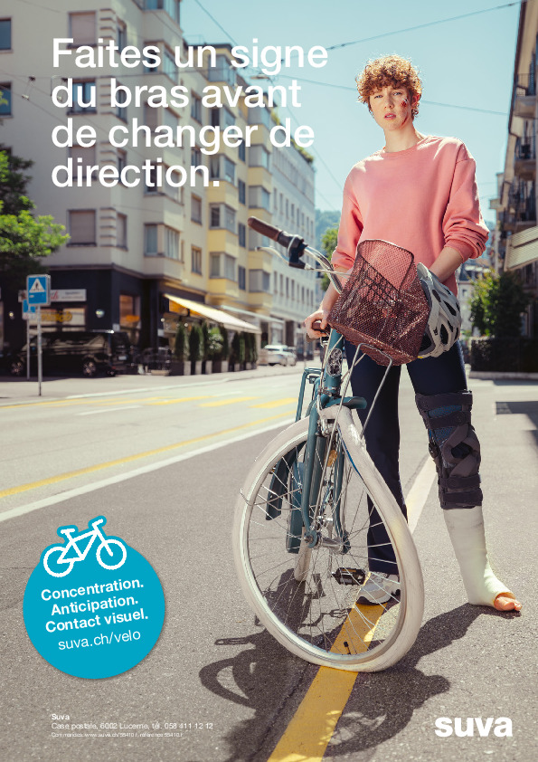 Affichette vélo: «Indiquez clairement tout changement de direction»