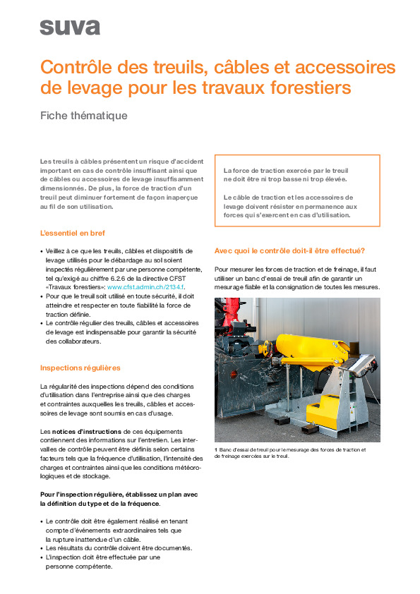 Contrôle des treuils, câbles et accessoires de levage en forêt