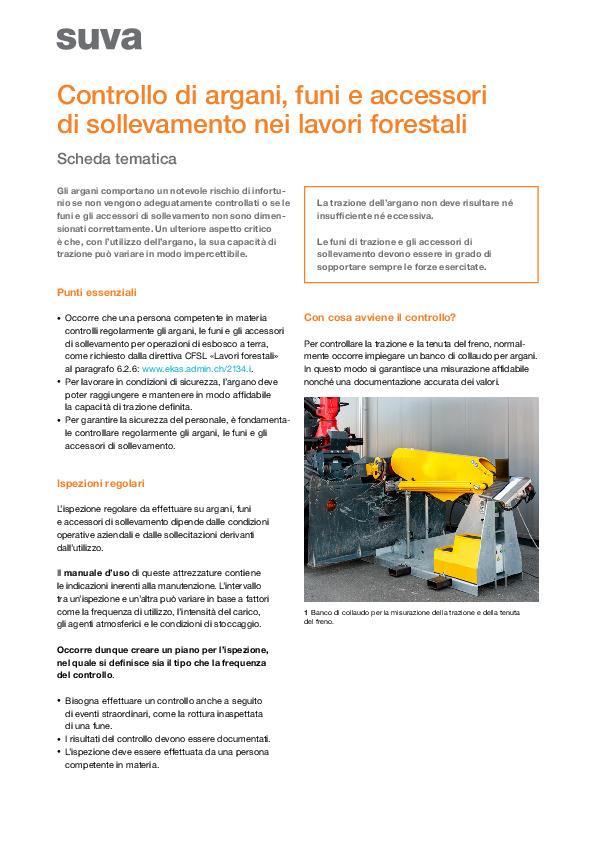 Lavori forestali: controllo di argani, funi e accessori
