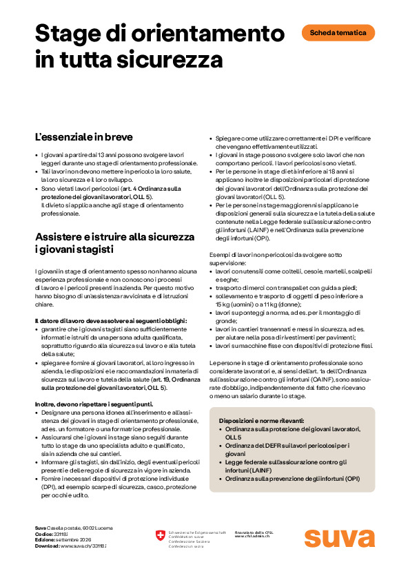 Stage di orientamento in tutta sicurezza