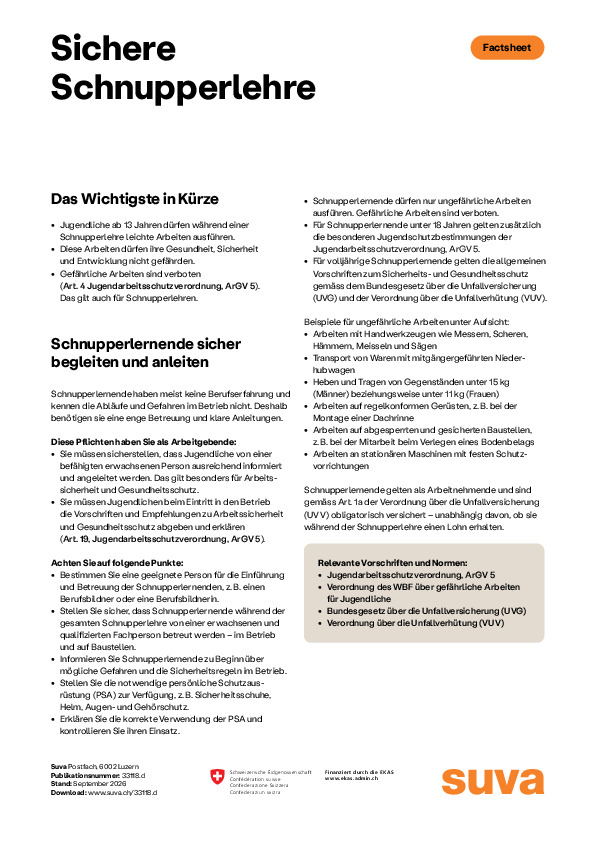 Sichere Schnupperlehre