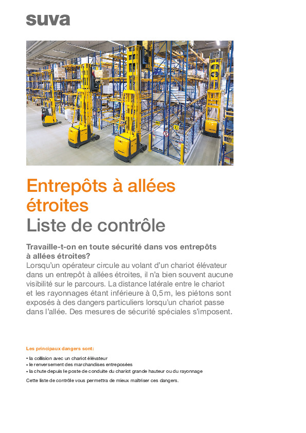 Circulation dans un entrepôt à allées étroites: contrôle de la sécurité pour les pros