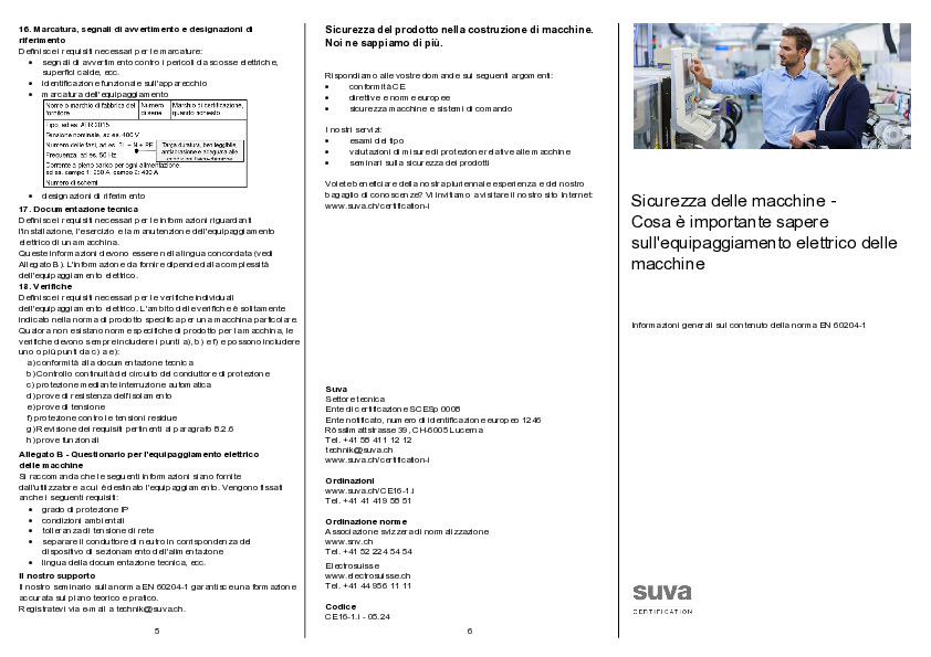 Equipaggiamento elettrico di macchine: sicurezza